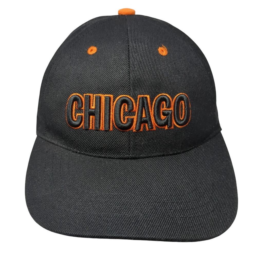 Chicago Strapback Baseball Cap Black One Size Adjustable Embroidered 6 Panel